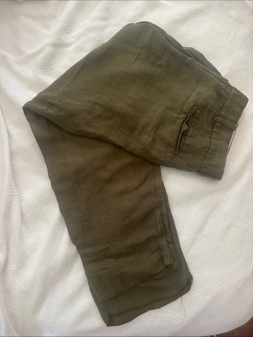 Women Jcrew Linen Olive Green Pants
